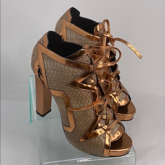 Pierre Hardy 36.5 Rose Gold Metallic Heeled Bootie - Picture 3 of 10